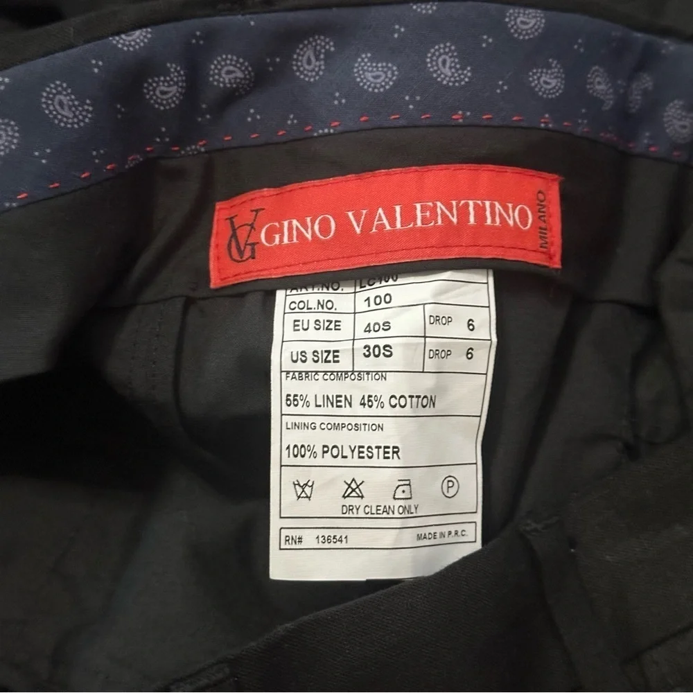 Gino Valentino Suit NWT Men’s Size 38 S Black Single Breasted Jacket 30 S Pants